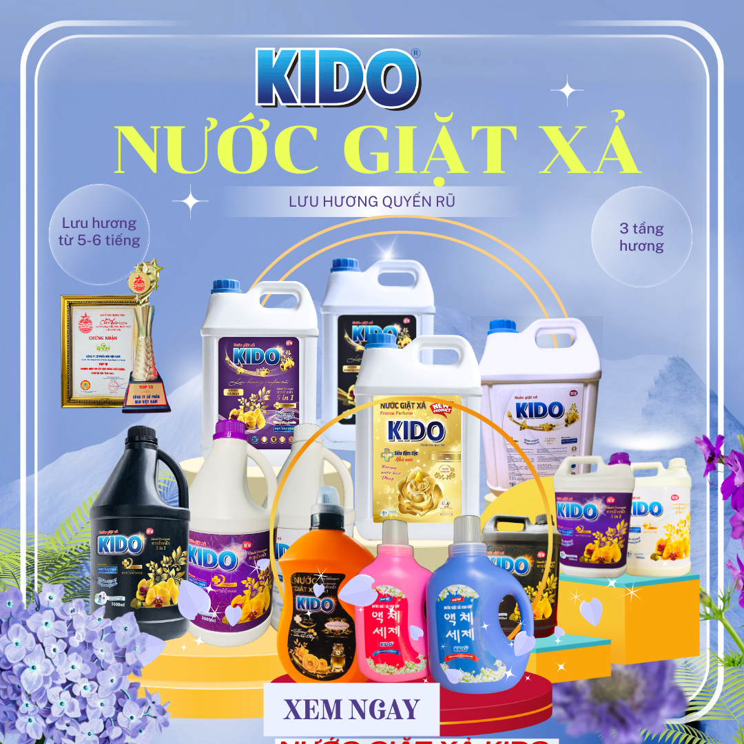 **nước giặt cao cấp** của Công Ty Cổ Phần BVH Việt Nam, bạn có thể sử dụng để giới thiệu sản phẩm này trên website của công ty: --- ### **Nước Giặt Cao Cấp KIDO** Nước giặt cao cấp KIDO Việt Nam là sản phẩm giặt tẩy được phát triển với công thức đặc biệt, giúp làm sạch sâu và bảo vệ sợi vải hiệu quả. Sản phẩm không chỉ mang lại hiệu quả giặt sạch vượt trội mà còn chăm sóc làn da và bảo vệ sức khỏe người sử dụng, đặc biệt là các gia đình có trẻ nhỏ hoặc người có làn da nhạy cảm. #### **Ưu Điểm Nổi Bật:** - **Làm sạch vượt trội**: Công thức chứa các hoạt chất làm sạch mạnh mẽ, giúp loại bỏ các vết bẩn khó chịu như dầu mỡ, bụi bẩn, vết ố vàng mà không làm hư hại sợi vải, giữ cho quần áo luôn sáng màu và như mới. - **Bảo vệ vải và màu sắc**: Với các thành phần chăm sóc sợi vải, nước giặt KIDO giúp duy trì độ bền của vải, bảo vệ màu sắc quần áo không bị phai sau nhiều lần giặt. - **An toàn cho sức khỏe**: Sản phẩm không chứa hóa chất độc hại, phù hợp cho mọi loại da, đặc biệt là làn da nhạy cảm của trẻ nhỏ và người cao tuổi. - **Hương thơm tự nhiên, lâu dài**: Nước giặt cao cấp KIDO mang đến hương thơm dịu nhẹ, tự nhiên, lưu lại lâu trên quần áo, tạo cảm giác dễ chịu suốt cả ngày. - **Tiết kiệm và hiệu quả**: Với công thức đậm đặc, bạn chỉ cần một lượng nhỏ để giặt sạch lượng lớn quần áo, giúp tiết kiệm chi phí mà vẫn đạt hiệu quả giặt tẩy cao. #### **Sản Phẩm Phù Hợp:** Nước giặt cao cấp KIDO thích hợp sử dụng cho tất cả các loại vải, từ vải cotton, len, lụa cho đến các loại vải tổng hợp. Đặc biệt, sản phẩm phù hợp với những gia đình có nhu cầu giặt giũ hàng ngày và cần một sản phẩm vừa hiệu quả, vừa an toàn cho sức khỏe.